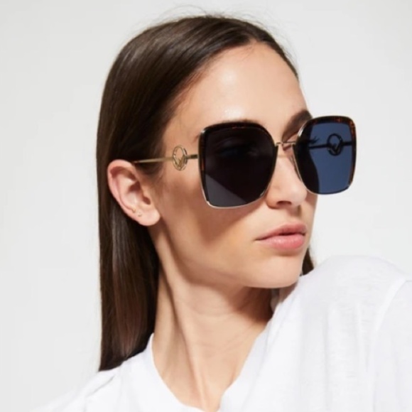 FENDI Metal Acetate F is Fendi FF Square Sunglasses FF 0294/S Blue Havana